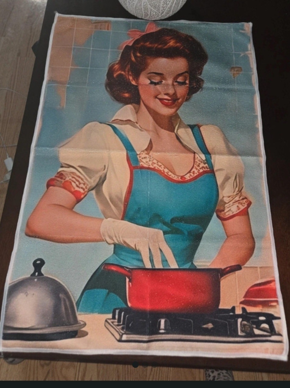 Others Follow Retro Homemaker Kitchen Towel in Blue and Red